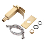 Arc Waterfall Single Handle Single Hole Bathroom Faucet in Brushed Gold