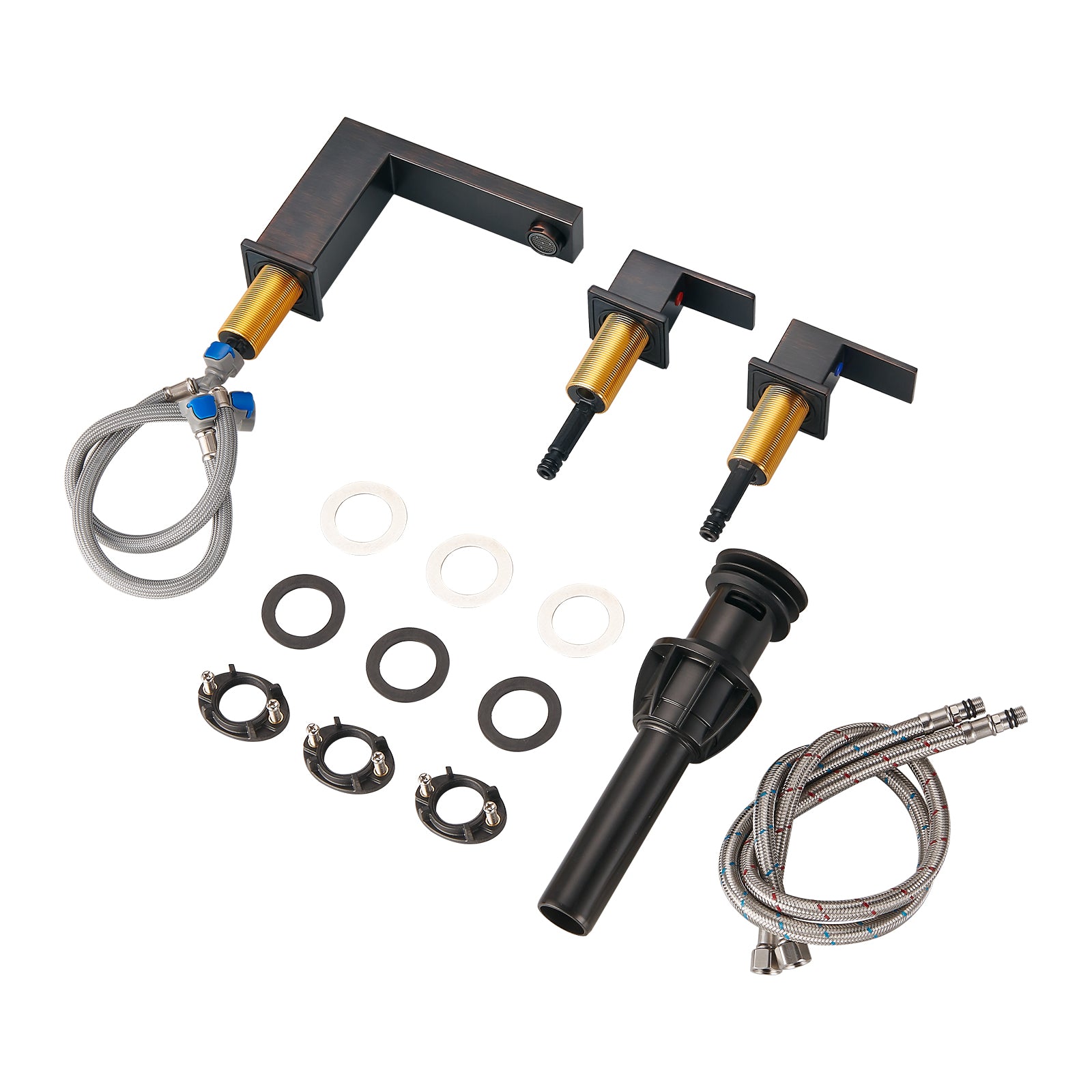 304 stainless steel 8 in. Widespread Double Handle Bathroom Faucet with Drain Kit Included in Oil Rubbed Bronze