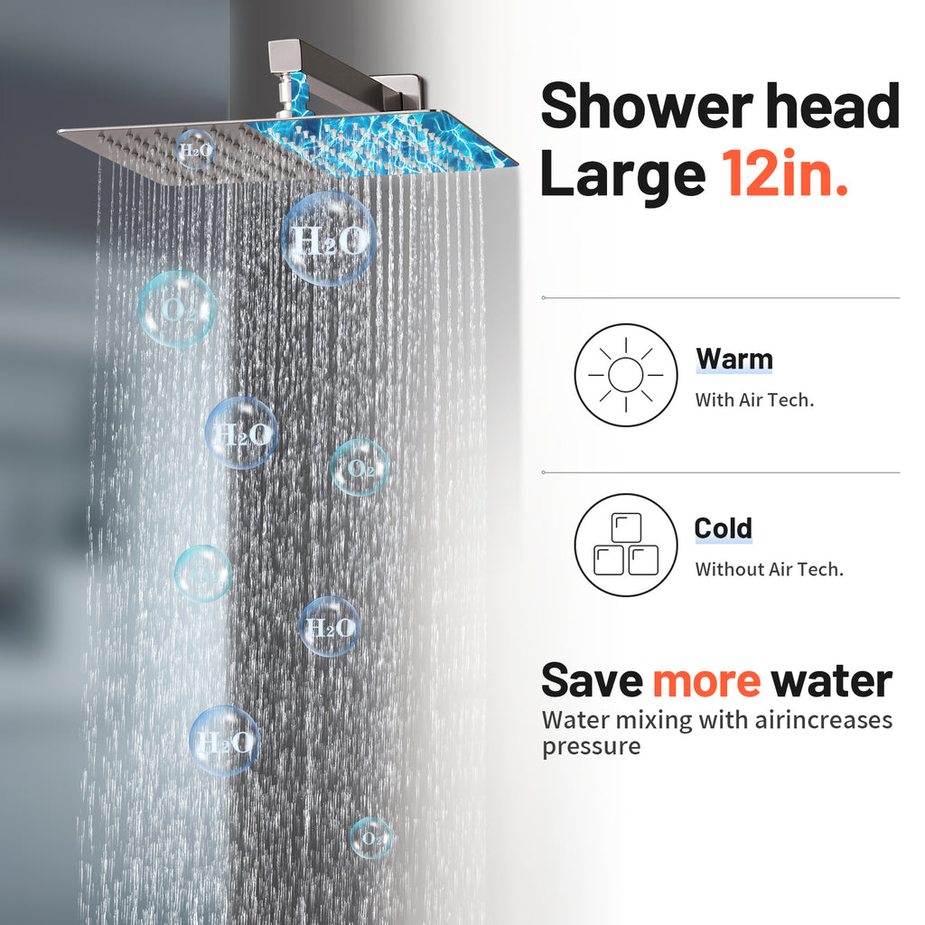10 " Single Handle 2-Spray Shower Faucet Handheld Combo with Valve 1.8GPM Adjustable Dual Shower Head in Brushed Nickel