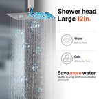 Rain Single Handle 1-Spray with Valve 1.8 GPM 12 " Shower Faucet Pressure Balance Dual Shower Heads in Brushed Nickel