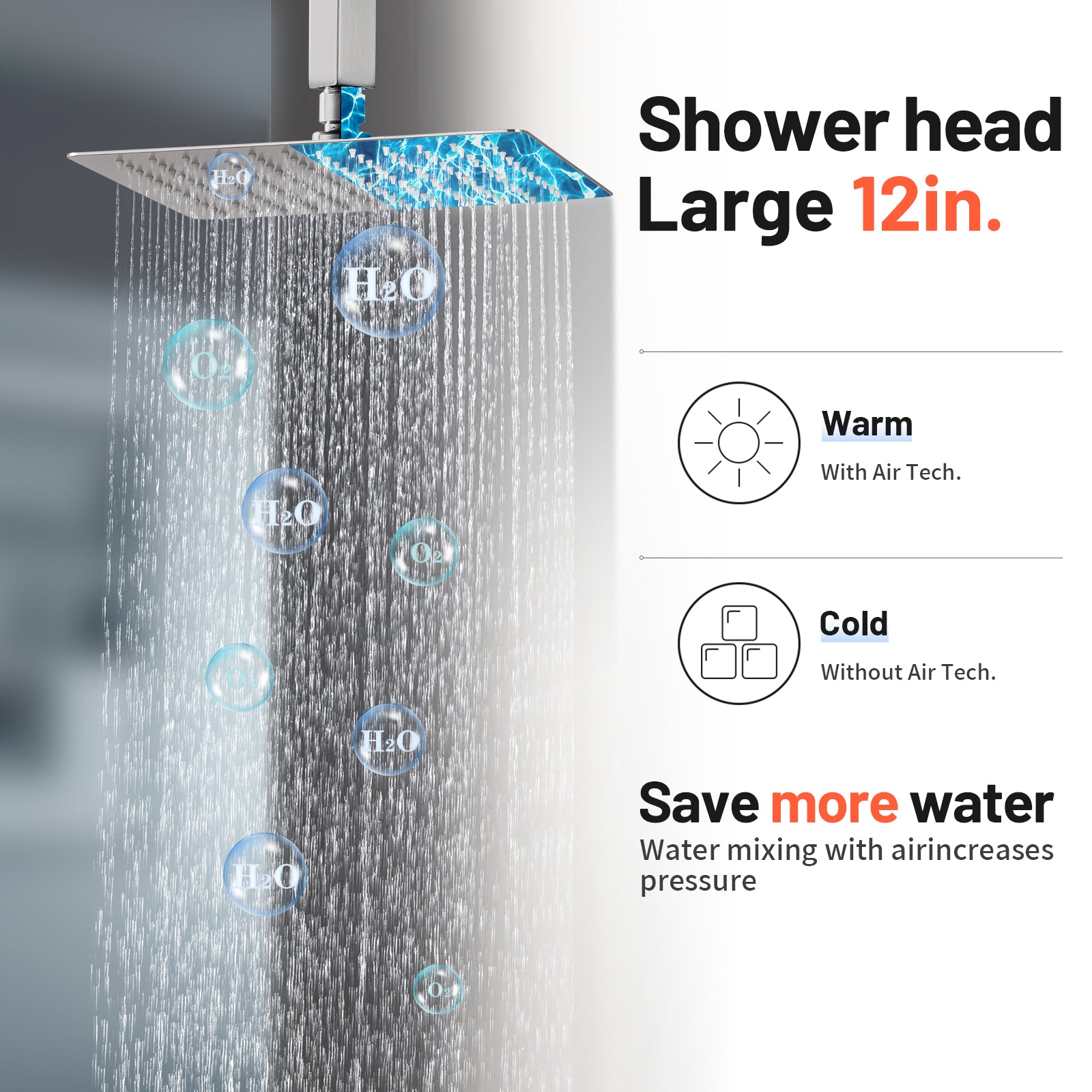 Rain Single Handle 1-Spray with Valve 1.8 GPM 12 " Shower Faucet Pressure Balance Dual Shower Heads in Brushed Nickel