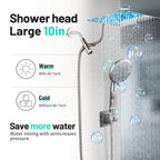 Rainfull 5-Spray Patterns 10 in. Wall Mount Dual Shower Heads and Handheld Shower Head 1.8 GPM in Brushed Nickel