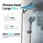 Rainfull 5-Spray Patterns 10 in. Wall Mount Dual Shower Heads and Handheld Shower Head 1.8 GPM in Matte Black