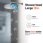 Rain Single Handle 1-Spray with Valve 1.8 GPM 12 " Shower Faucet Pressure Balance Dual Shower Heads in Brushed Nickel