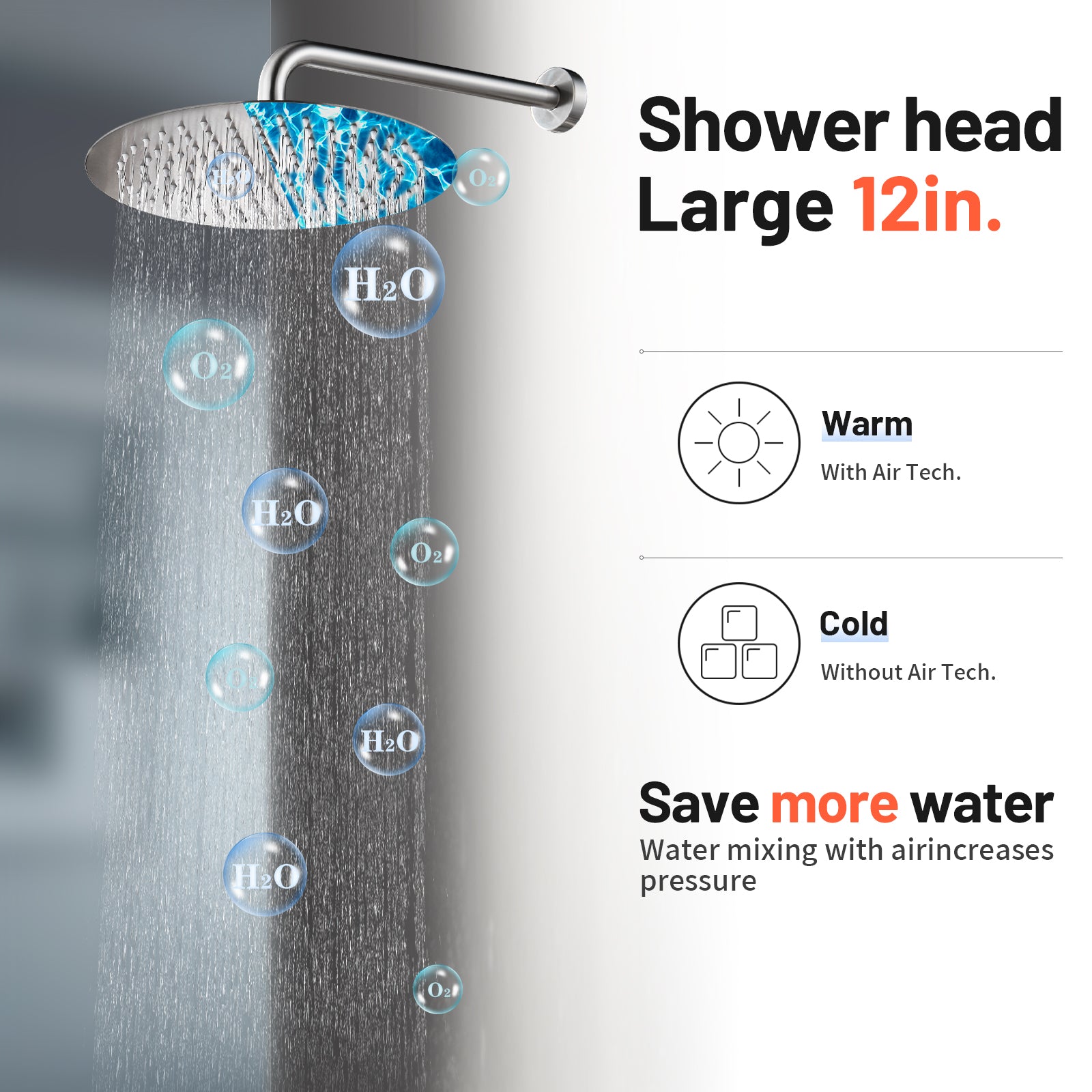 Rain Single Handle 1-Spray with Valve 1.8 GPM 12 " Shower Faucet Pressure Balance Dual Shower Heads in Brushed Nickel
