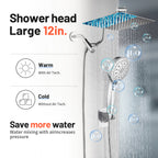 Rainfall Shower Head Combo 12-Spray 12 in. Wall Mount Dual Shower Heads and Handheld Shower Head with 1.8 GPM in Chrome