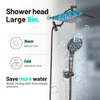 Rainfull 2-in-1 9-Spray Patterns Adjustable Wall Mount Shower Head with Filter 2.5 GPM and Handheld Shower Head in Black