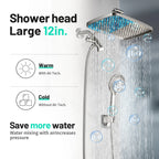 Rainfull 2-in-1 8-spray with 1.8 GPM 12 in.  Wall Mount Dual Shower Head and Handheld Shower Head in Brushed Nickel