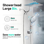 Rainfull 2-in-1 9-Spray Patterns Adjustable Wall Mount Shower Head with Filter 2.5 GPM and Handheld Shower Head in Chrome