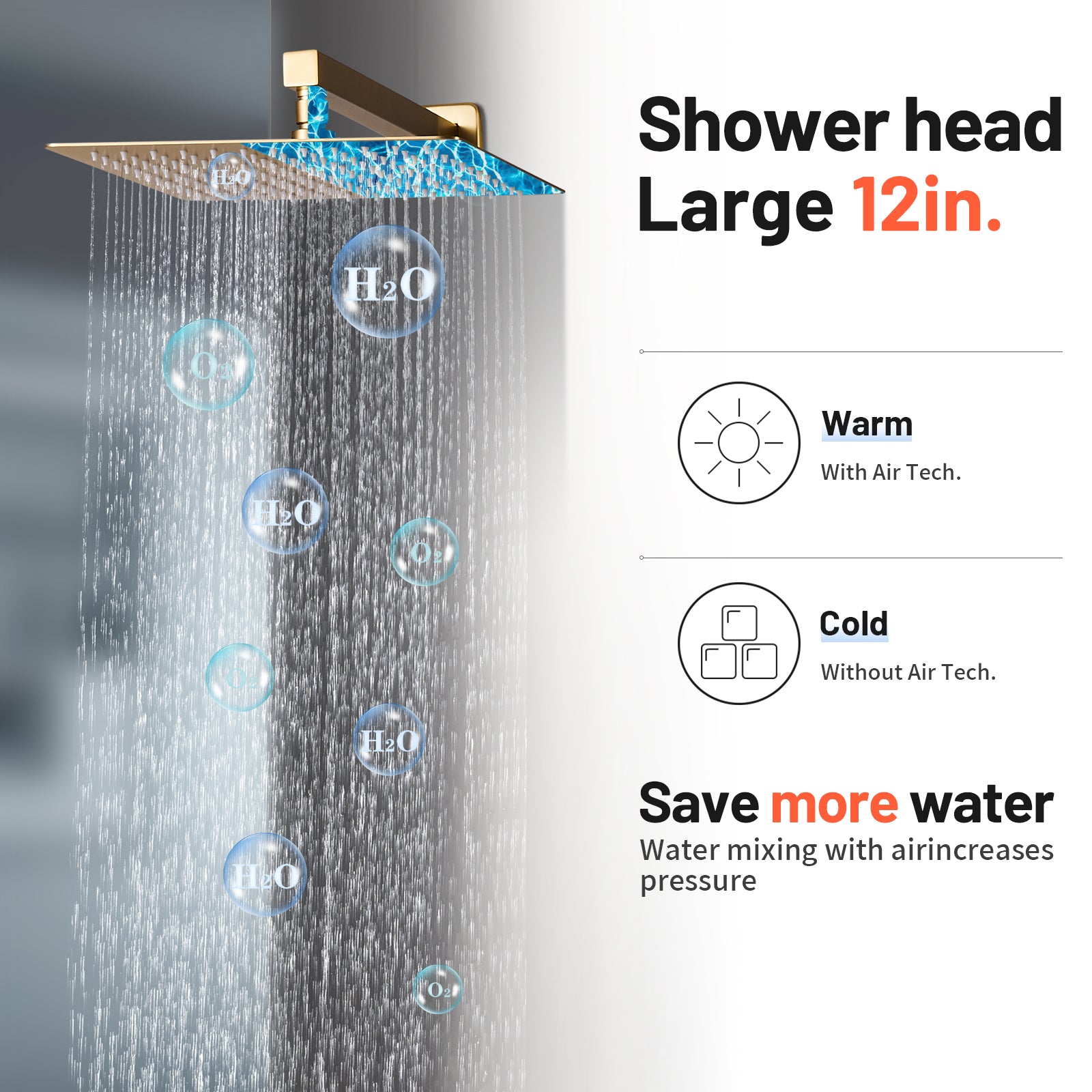 Rain Single Handle 2-Spray 10 in. Shower Faucet Handheld Combo with Valve 1.8 GPM Adjustable Dual Shower Heads in Gold