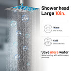 Rain Single Handle 1-Spray Shower Faucet 2.5 GPM 10 " with Valve Pressure Balance Dual Shower Heads in Chrome