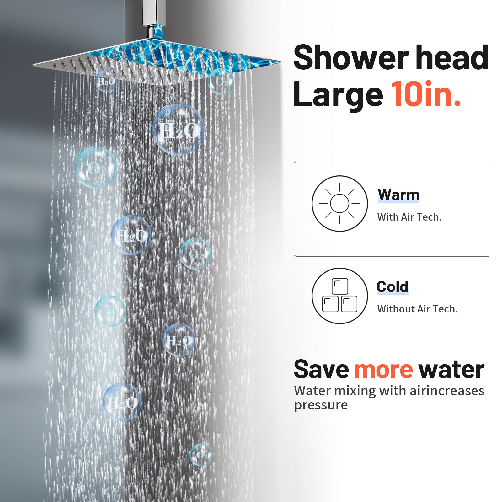 Rain Single Handle 1-Spray Shower Faucet 2.5 GPM 10 " with Valve Pressure Balance Dual Shower Heads in Chrome