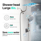 Rainfull 2-in-1 9-Spray Patterns Adjustable Wall Mount Shower Head with Filter 2.5 GPM and Handheld Shower Head in Nickel