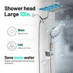Rainfull 5-Spray Patterns 10 in. Wall Mount Dual Shower Heads and Handheld Shower Head in Chrome color