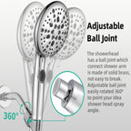 High Pressure 5.12 in. 9-Spray Patterns Wall Mount Handheld Shower Head with Bult-in Power Wash 1.8 GPM in Chrome
