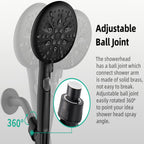 High Pressure 5.12 in. 9-Spray Patterns Wall Mount Handheld Shower Head with Bult-in Power Wash 1.8 GPM in Matte Black