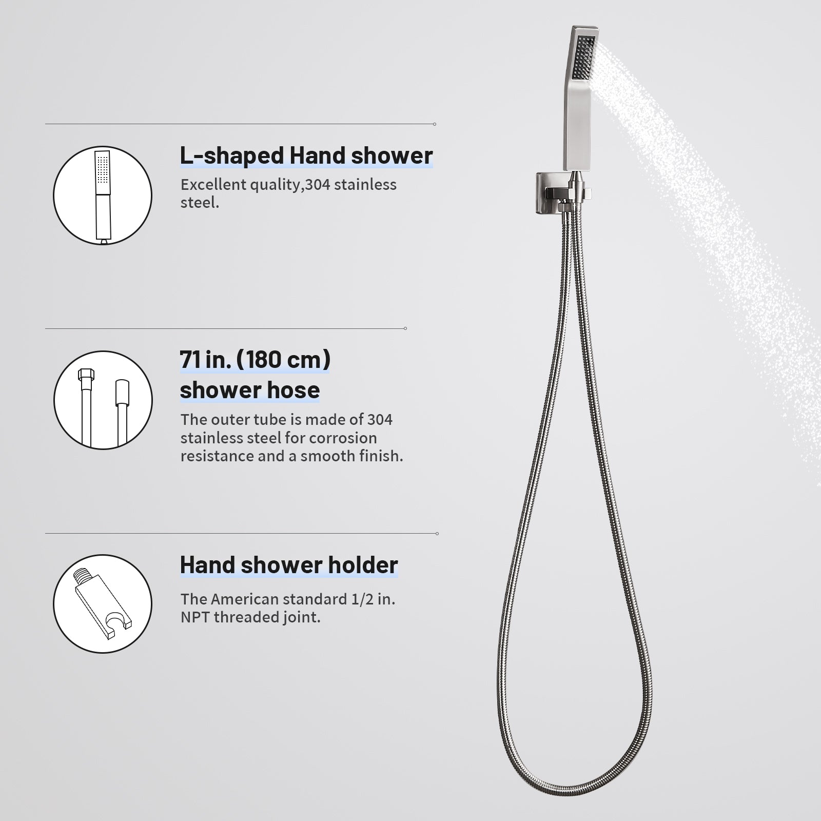 Rain Single Handle 1-Spray Shower Faucet 2.5 GPM 10 " with Valve Pressure Balance Dual Shower Heads in Brushed Nickel