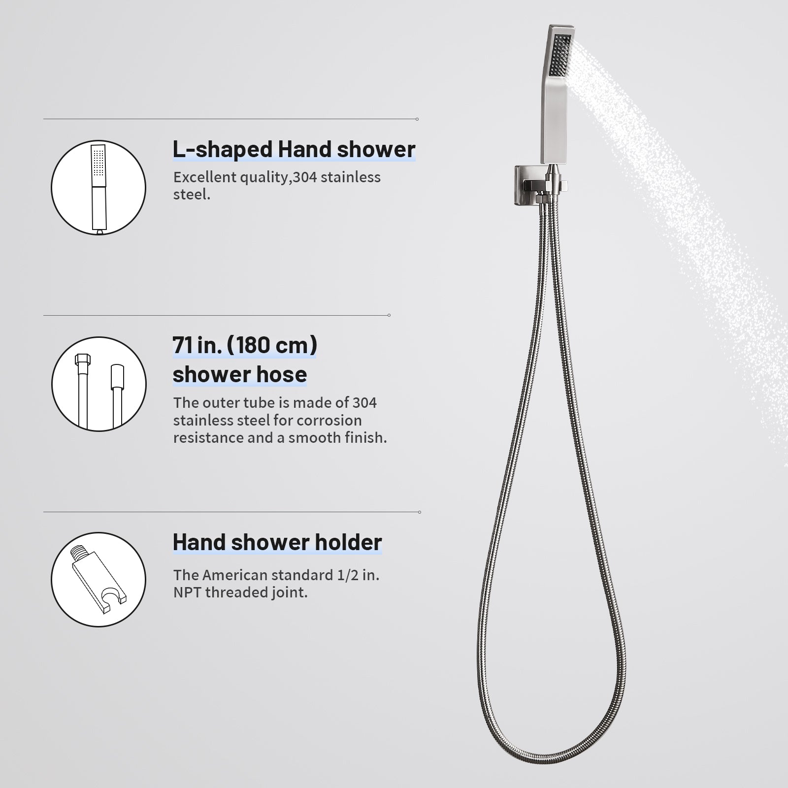 Rain Single Handle 1-Spray with Valve 1.8 GPM 12 " Shower Faucet Pressure Balance Dual Shower Heads in Brushed Nickel