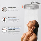 Rain Single Handle 1-Spray with Valve 1.8 GPM 12 " Shower Faucet Pressure Balance Dual Shower Heads in Brushed Nickel