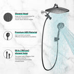 Rainfull 2-in-1 8-Spray Patterns with 1.8 GPM 12 in. Wall Mount Dual Shower Head and Handheld Shower Head in Black