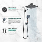 Rainfull 2-in-1 9-Spray Patterns Adjustable Wall Mount Shower Head with Filter 2.5 GPM and Handheld Shower Head in Black