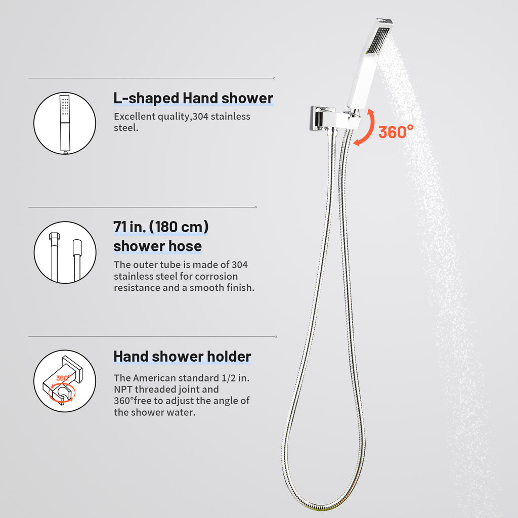 Rain Single Handle 2-Spray 10 in. Shower Faucet Handheld Combo with Valve 1.8 GPM Adjustable Dual Shower Heads in Chrome