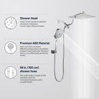 Rainfall Shower Head Combo 12-Spray 12 in. Wall Mount Dual Shower Heads and Handheld Shower Head with 1.8 GPM in Chrome