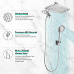 Rainfull 2-in-1 8-Spray Patterns with 1.8 GPM 12 in. Wall Mount Dual Shower Head and Handheld Shower Head in Chrome