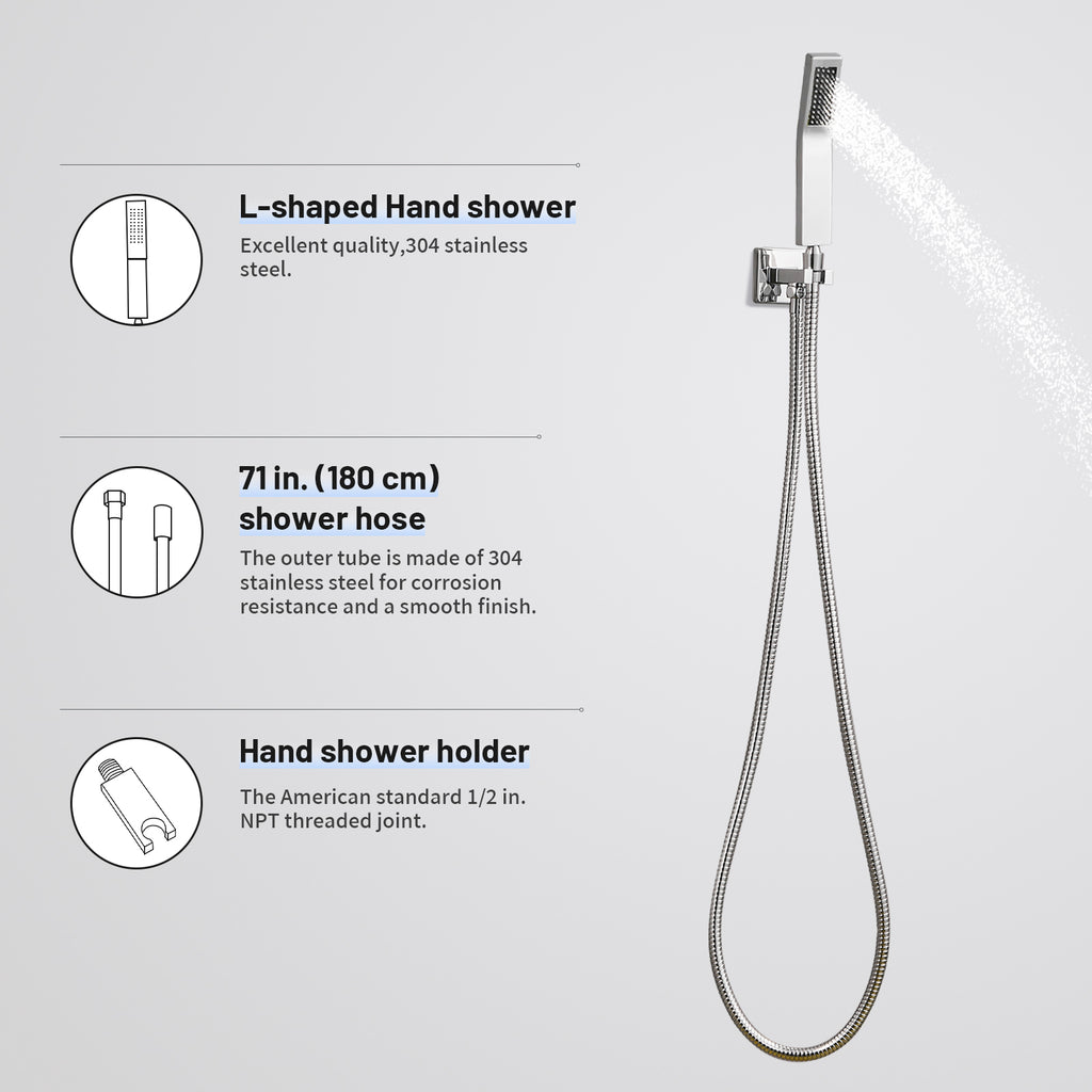 Rain Single Handle 1-Spray with Valve 1.8 GPM 12 " Shower Faucet Pressure Balance Dual Shower Heads in Chrome