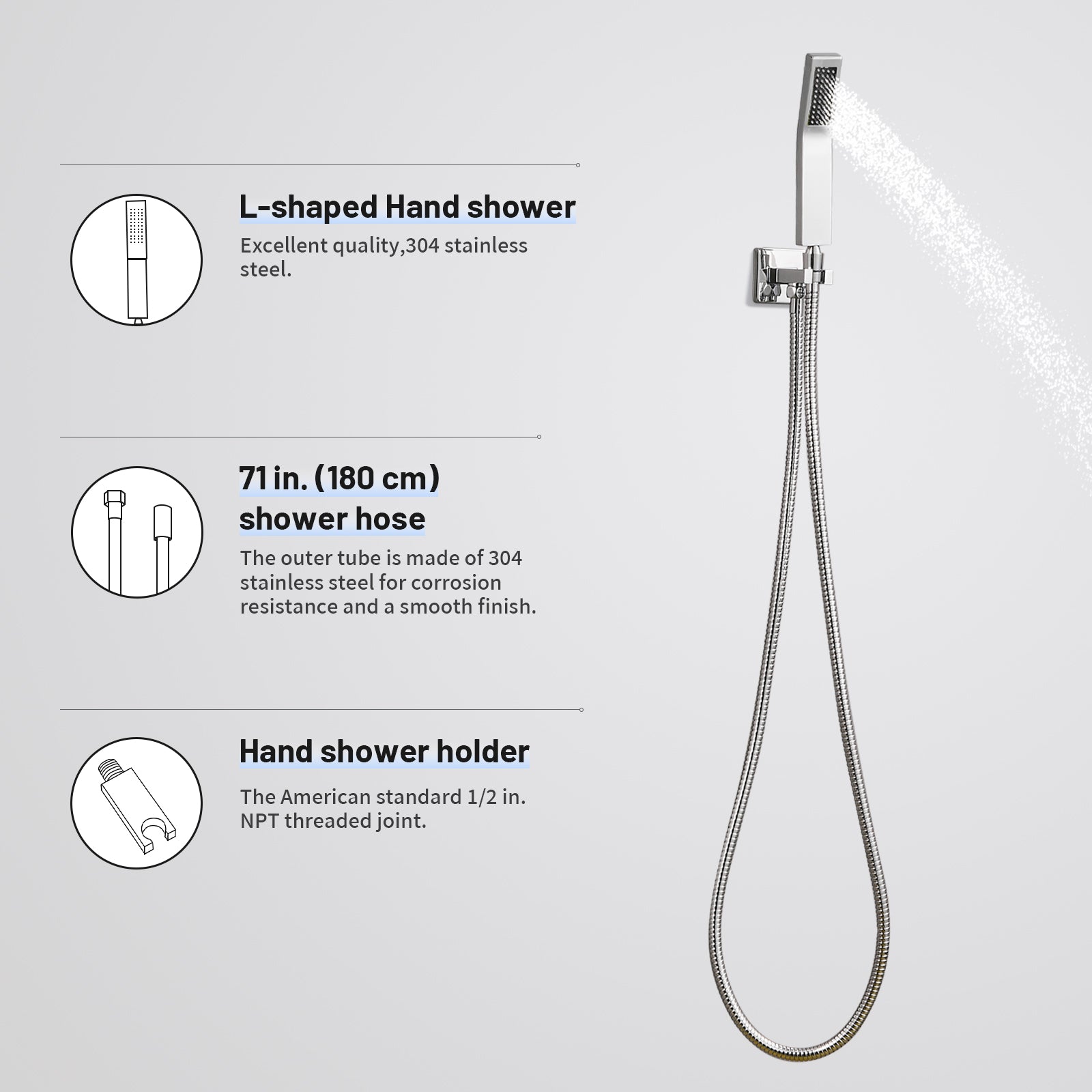 Rain Single Handle 1-Spray with Valve 1.8 GPM 12 " Shower Faucet Pressure Balance Dual Shower Heads in Chrome