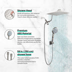 Rain Shower Head Combo 1.8 GPM 5-Spray 8 " Wall Mount Dual Shower Heads and Handheld Shower Head in Brushed Nicke