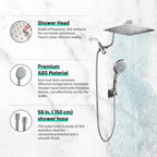 Rainfull 2-in-1 9-Spray Patterns Adjustable Wall Mount Shower Head with Filter 2.5 GPM and Handheld Shower Head in Nickel