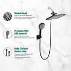 Rainfall Shower Head Combo 6-Spray 12 in. Wall Mount Dual Shower Heads and Handheld Shower Head with 1.8 GPM in Black