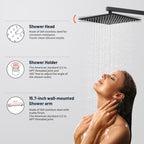 12 " Rain Single Handle 1-Spray Shower Faucet Kit Handheld Combo with Valve 1.8 GPM Adjustable Dual Shower Head in Black