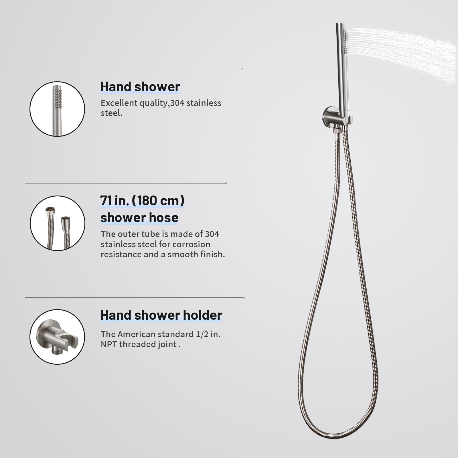 Rain Single Handle 1-Spray with Valve 1.8 GPM 12 " Shower Faucet Pressure Balance Dual Shower Heads in Brushed Nickel