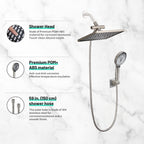Rainfall Shower Head Combo 6-Spray 12 in. Wall Mount Dual Shower Heads and Handheld Head with 1.8 GPM in Brushed Nickel