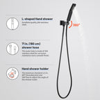 12 " Rain Single Handle 1-Spray Shower Faucet Kit Handheld Combo with Valve 1.8 GPM Adjustable Dual Shower Head in Black