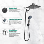 Rainfull 5-Spray Patterns 10 in. Wall Mount Dual Shower Heads and Handheld Shower Head 1.8 GPM in Matte Black