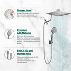 Rainfull 2-in-1 9-Spray Patterns Adjustable Wall Mount Shower Head with Filter 2.5 GPM and Handheld Shower Head in Nickel