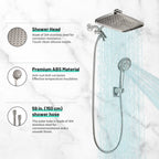Rainfull 2-in-1 8-spray with 1.8 GPM 12 in.  Wall Mount Dual Shower Head and Handheld Shower Head in Brushed Nickel