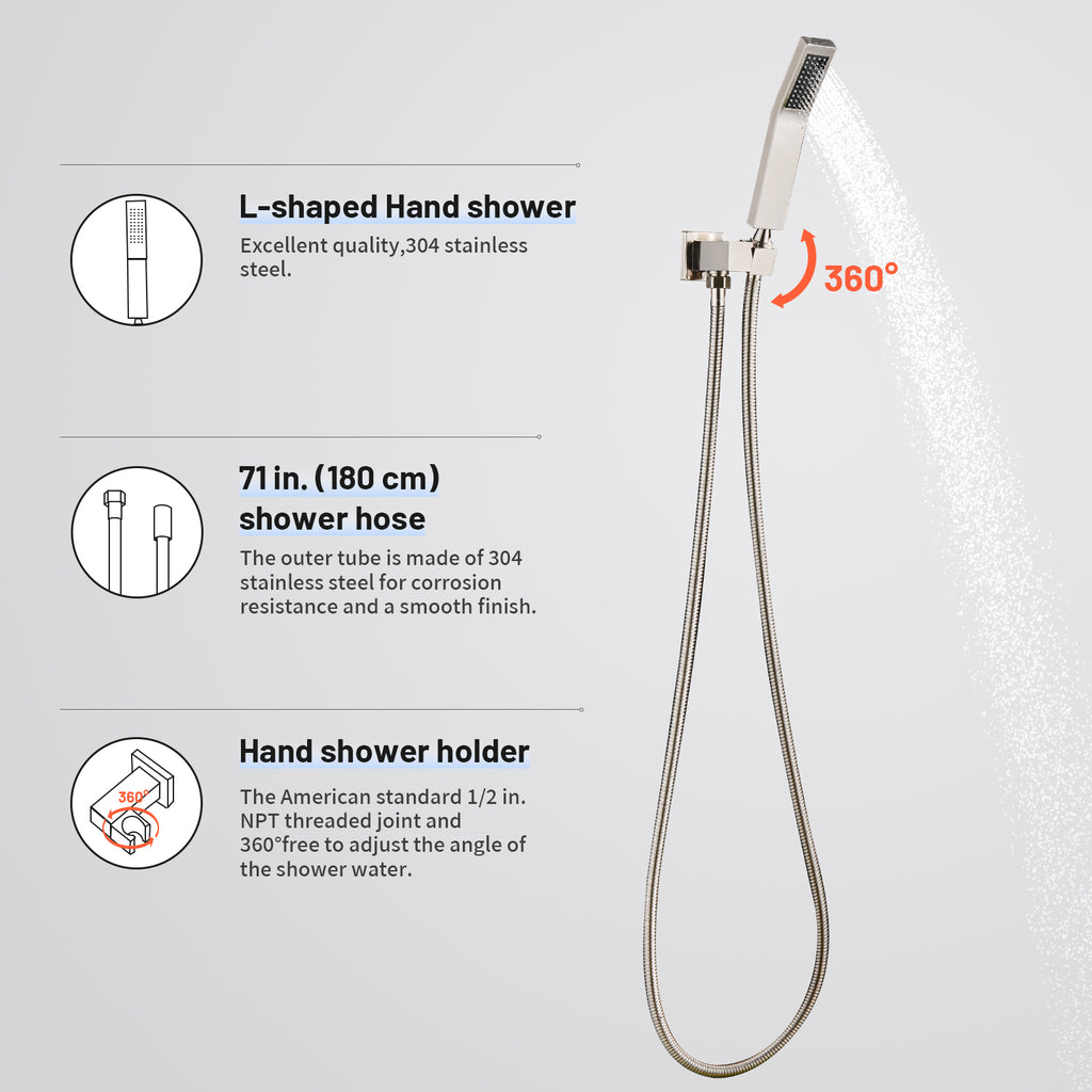 10 " Single Handle 2-Spray Shower Faucet Handheld Combo with Valve 1.8GPM Adjustable Dual Shower Head in Brushed Nickel