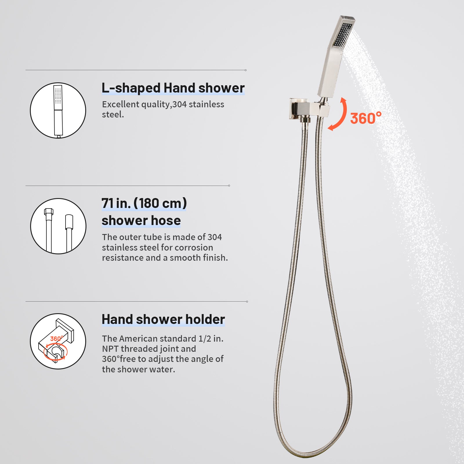 10 " Single Handle 2-Spray Shower Faucet Handheld Combo with Valve 1.8GPM Adjustable Dual Shower Head in Brushed Nickel