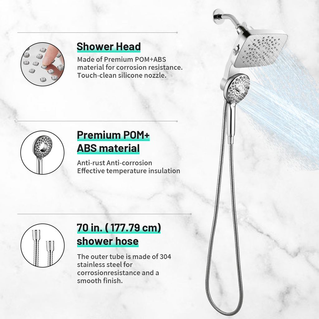 Magnetic 2-in-1 5-Spray  Adjustable Dual Shower Heads Wall Mount Fixed and Handheld Shower Head 2.5 GPM in Chrome