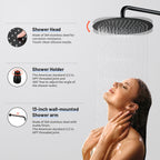 Rain Single Handle 1-Spray with Valve 1.8 GPM 12 " Shower Faucet Pressure Balance Dual Shower Heads in Black