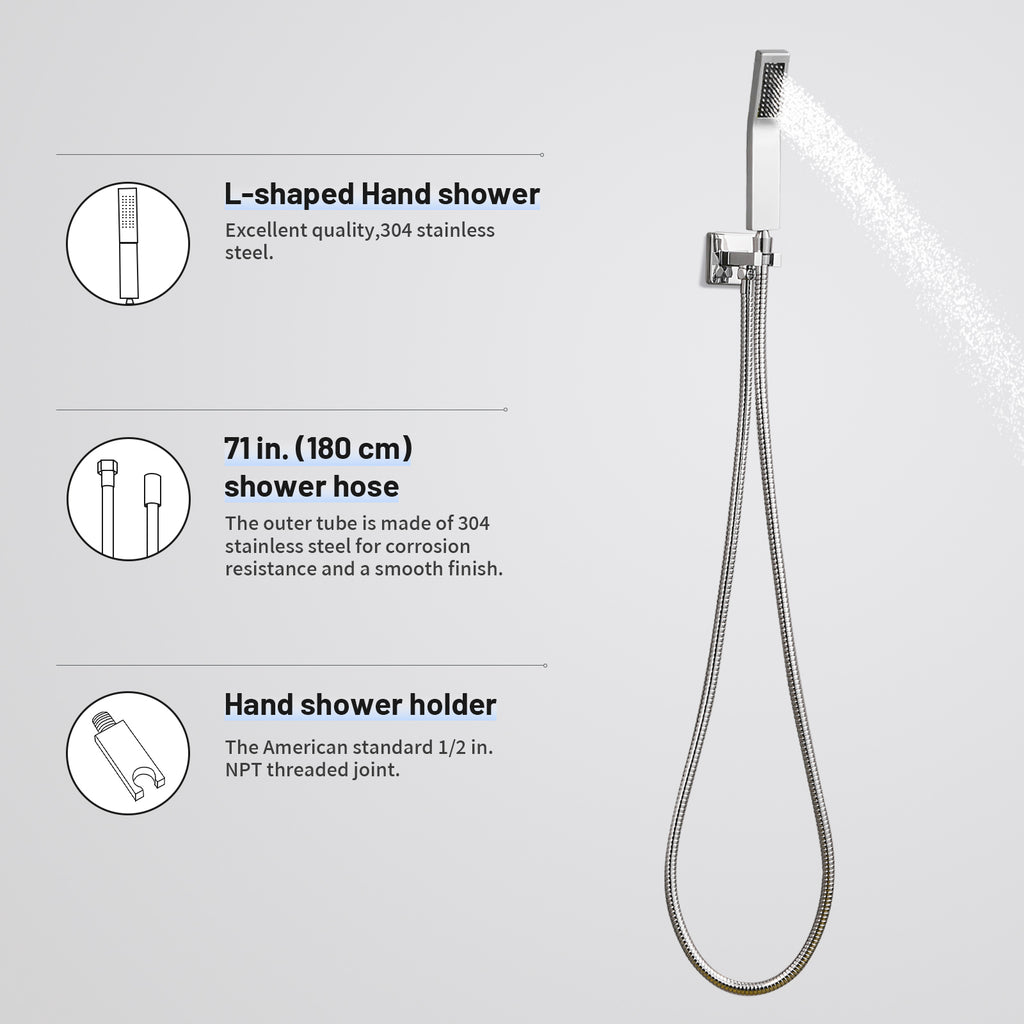 Rain Single Handle 1-Spray Shower Faucet 2.5 GPM 10 " with Valve Pressure Balance Dual Shower Heads in Chrome