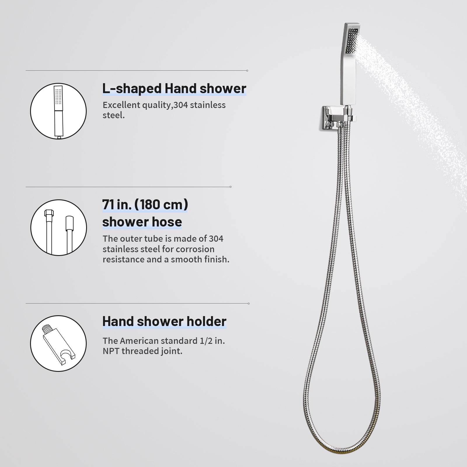 Rain Single Handle 1-Spray Shower Faucet 2.5 GPM 10 " with Valve Pressure Balance Dual Shower Heads in Chrome