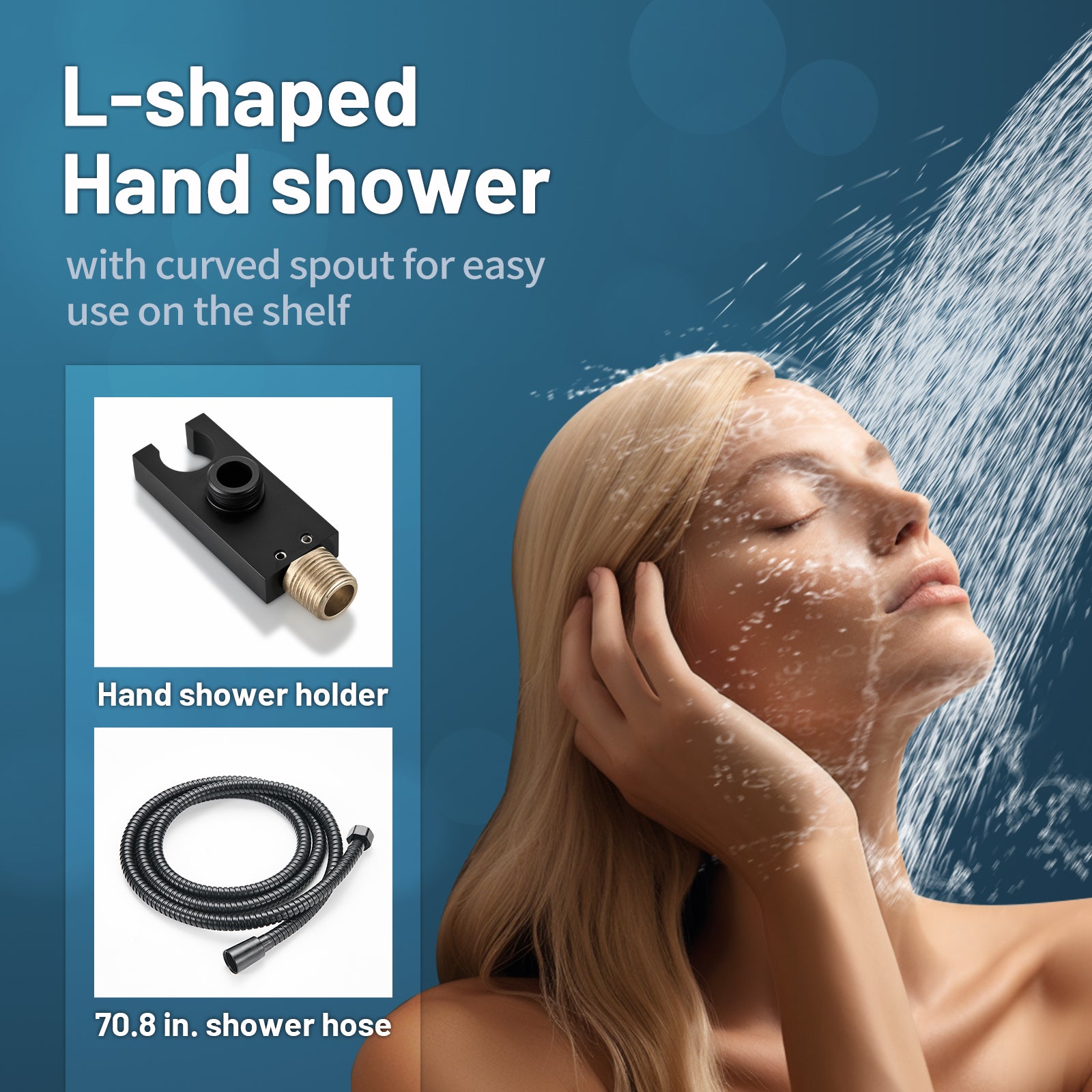 Rain Single Handle 1-Spray Tub Shower Faucet 2.5 GPM Handheld Combo with Valve 10 in. Pressure Balance in Black