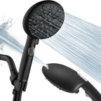 High Pressure 5.12 in. 9-Spray Patterns Wall Mount Handheld Shower Head with Bult-in Power Wash 1.8 GPM in Matte Black