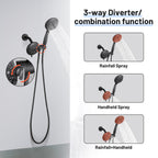 4.7 " Single Handle 5-Spray Shower Faucet Kit Handheld Combo with Valve 1.8 GPM Adjustable Dual Shower Heads in Black