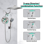 Rainfull 2-in-1 9-Spray Patterns Adjustable Wall Mount Shower Head with Filter 2.5 GPM and Handheld Shower Head in Nickel